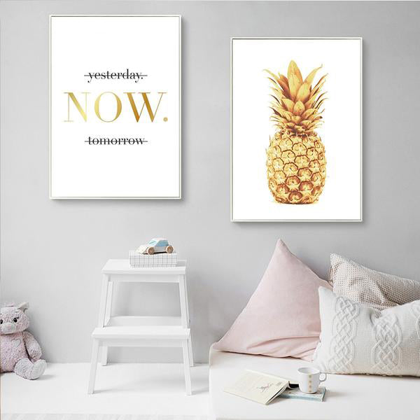 Pineapple Motivational Quotes Minimalist Nordic Poster Wall Art Canvas Painting Modern Picture Print Home Office Room Decoration