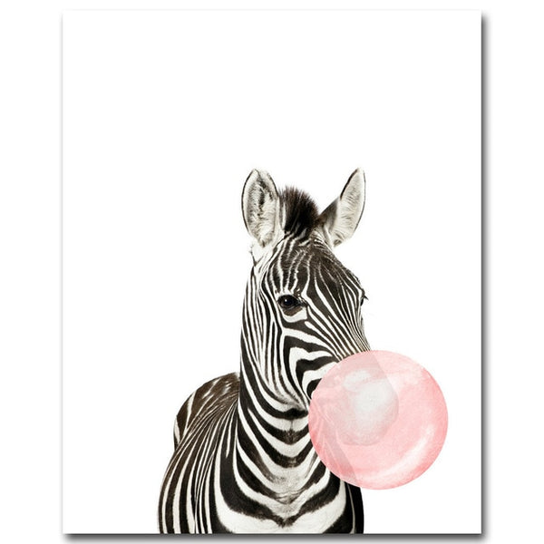 Toile Moderne Animaux Chewing-gum Rose