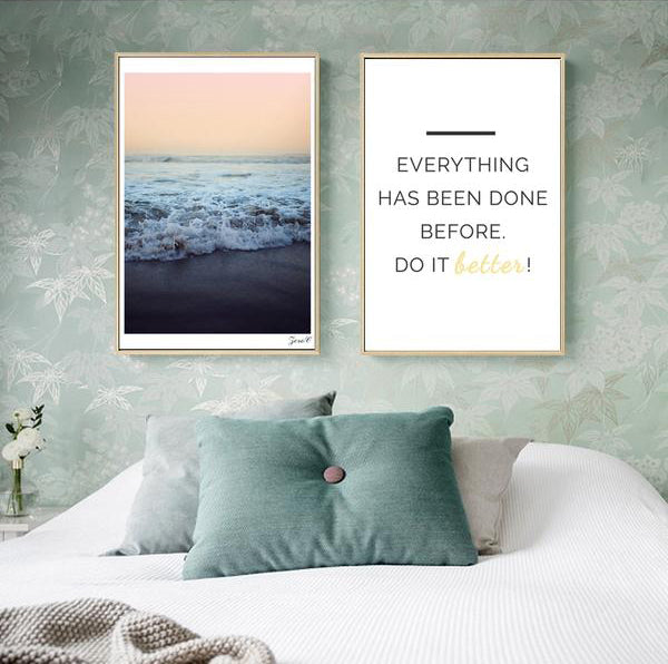 Warm Sea Canvas Posters and Prints, Wall art Quotes Painting Picture for Living Room Scandinavian Scenery Home Decor