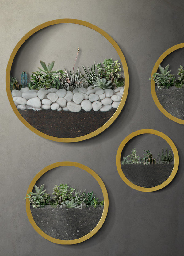 Nordic brief Round Iron Succulent Plant Wall Vase Glass Potted Flower Pot Ornaments Pendant Wall Decor Hanging Planter Flowerpot
