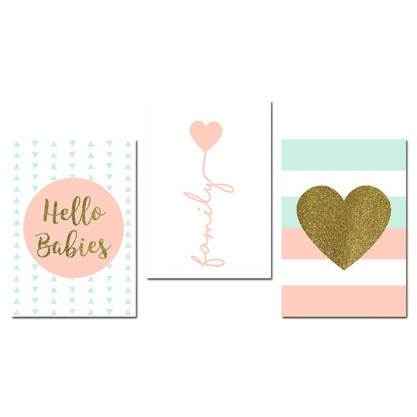 Heart Nursery Prints Family Quote Wall Art Canvas Posters Nordic Style Painting Wall Pictures for Living Room Modern Home Decor