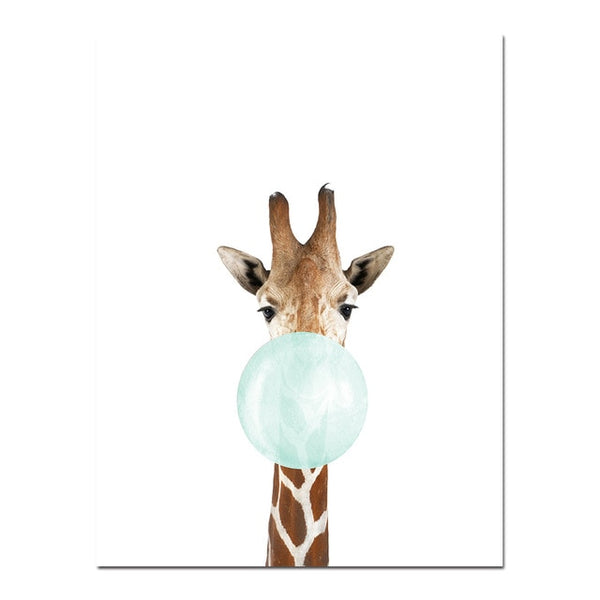 Toile Moderne Animaux Chewing-gum Bleu