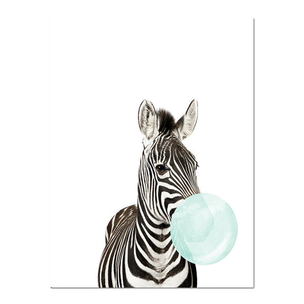 Toile Moderne Animaux Chewing-gum Bleu
