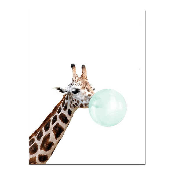 Toile Moderne Animaux Chewing-gum Bleu