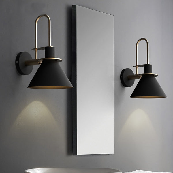 New Nordic wall lamp Bedside lamp Bedroom Modern living room Walkway Staircase Simple iron belt wall lamp LED lamp