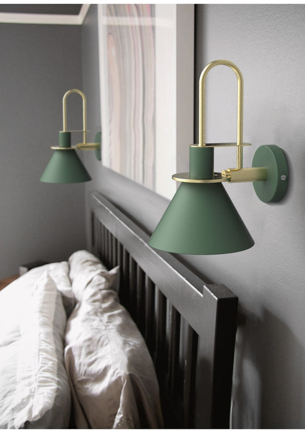 New Nordic wall lamp Bedside lamp Bedroom Modern living room Walkway Staircase Simple iron belt wall lamp LED lamp