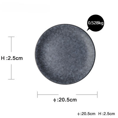Kinglang round dinner plate home use ceramic dish grey marble color solid plate wholesale