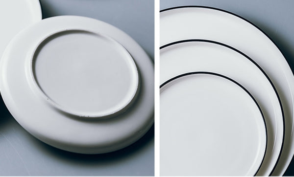 MUZITY Ceramic Dishes and Plates White Round Shape Dinner Set 6/8/10 inch Porcelain Steak Plate