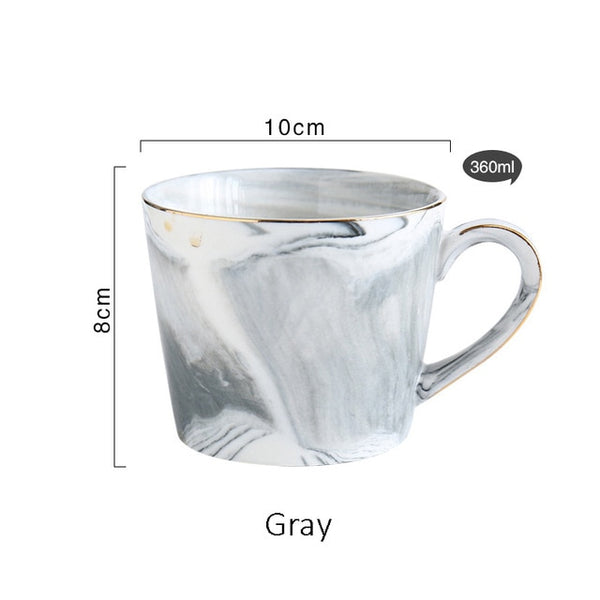 Handpainted Gold Monogram Natural Marble Porcelain Coffee Mug Mr and Mrs Tea Milk Cups and Mugs Creative Wedding Gift