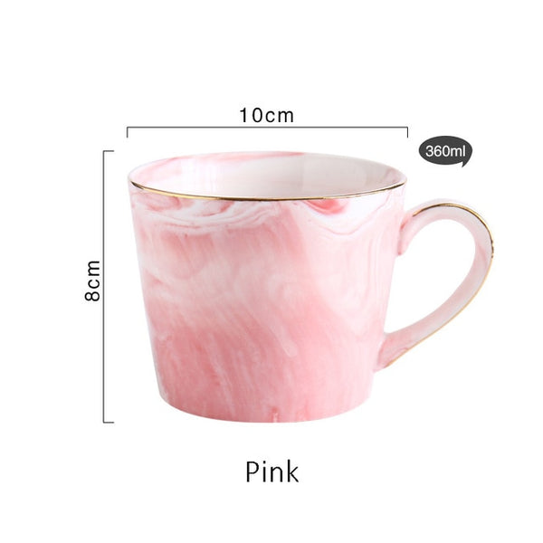 Handpainted Gold Monogram Natural Marble Porcelain Coffee Mug Mr and Mrs Tea Milk Cups and Mugs Creative Wedding Gift