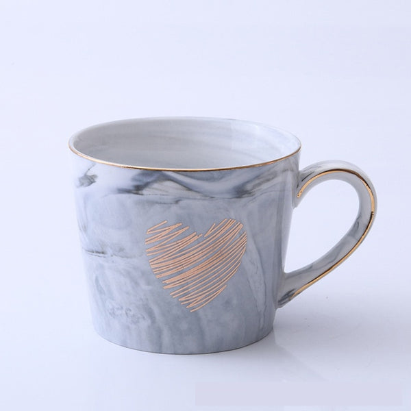 Handpainted Gold Monogram Natural Marble Porcelain Coffee Mug Mr and Mrs Tea Milk Cups and Mugs Creative Wedding Gift