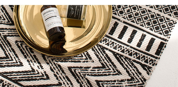 Kilim black white 100% cotton Living room Carpet geometric Indian Rug stripe Modern Mat contemporary design Bohemia Nordic style