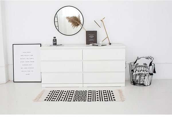Kilim black white 100% cotton Living room Carpet geometric Indian Rug stripe Modern Mat contemporary design Bohemia Nordic style