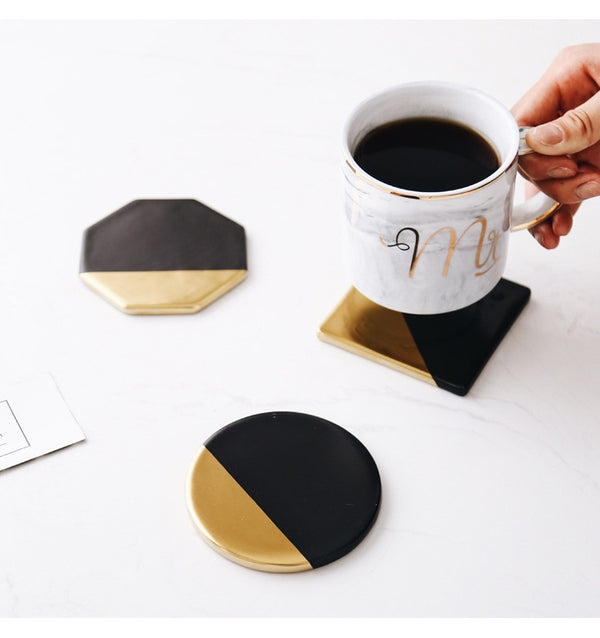 Pink Marble Ceramic Placemat Coaster Mats Pads for Cup Wine Drink Coffee Mug Table Decoration Accessories Marble Decor