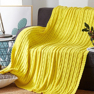 100% Cotton Solid Knitted Blanket Nordic Simplicity Throw for Bed Sofa Spring/Autumn Office Shawl 12 Colors Travel knit Blanket