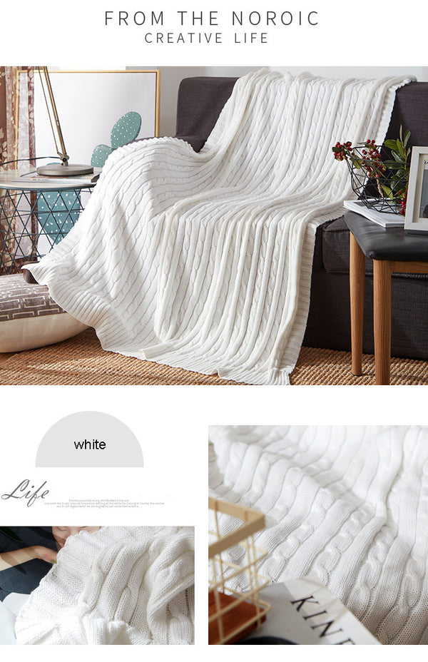 100% Cotton Solid Knitted Blanket Nordic Simplicity Throw for Bed Sofa Spring/Autumn Office Shawl 12 Colors Travel knit Blanket