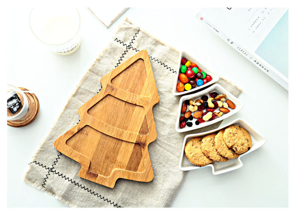 1Pcs Christmas style Plate Salad Cake Fruit Dessert Trays Candy Ceramic Dishes Porcelain Plates Restaurant Tray Tableware set