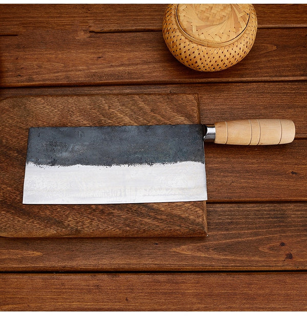 QinS Handmade Forged Kitchen Knife Mulberry Slicing Knife Professional Chinese Style Chef Cutting Meat Vegetable Knife Cleaver