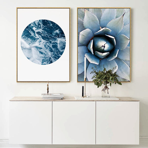 Nordic Canvas Art Prints and Posters Succulent Wall Pictures for Home Decoration, Modern Sea Paintings Wall Decor