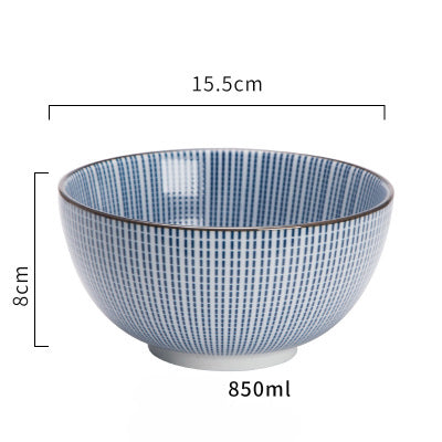 KINGLANG Japanese Style Classical Ceramic Blue And White Kitchen Rice Bowl Big Ramen Soup Bowl Spoon Small Tea Tableware