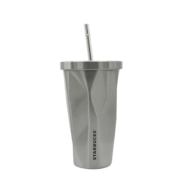 498ml 17oz Fashion Portable Coffee Mug With lid Straw Double Wall Stainless Steel Vacuum flask Travel Tea milk mugs thermos cup