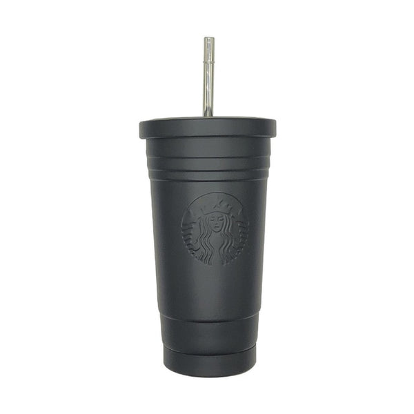 498ml 17oz Fashion Portable Coffee Mug With lid Straw Double Wall Stainless Steel Vacuum flask Travel Tea milk mugs thermos cup