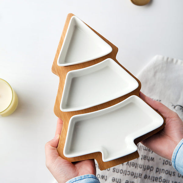 1Pcs Christmas style Plate Salad Cake Fruit Dessert Trays Candy Ceramic Dishes Porcelain Plates Restaurant Tray Tableware set