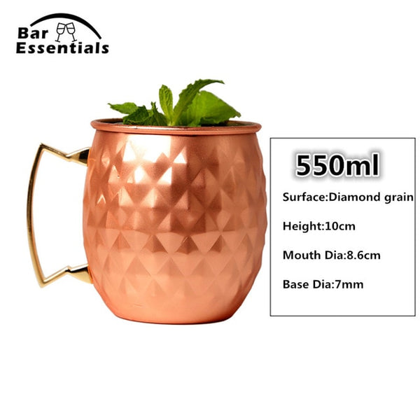 1 Piece 550ml Perfect Hammered Moscow Mule Mug Drum- Copper Plated Beer Cup Coffee Cup Stainless Steel-Copper Plated Cup