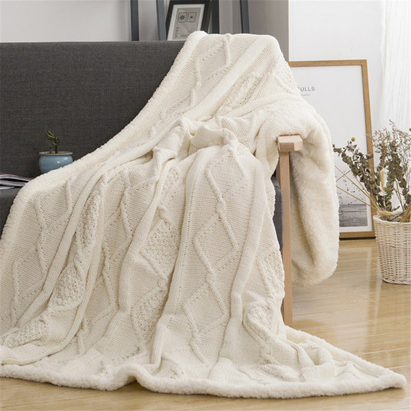Chenille Lambs Thickening Knitted Throw Blanket Double Layer Sherpa Plush Fleece for Beds Sofa Knitting Blankets Bedspread