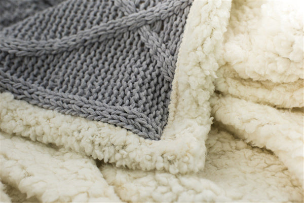 Chenille Lambs Thickening Knitted Throw Blanket Double Layer Sherpa Plush Fleece for Beds Sofa Knitting Blankets Bedspread