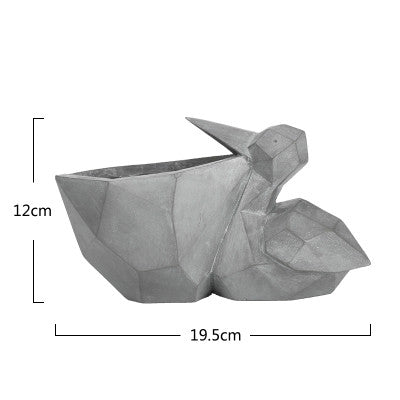 DUNXDECO 1PC Modern Grey Geometric Space Art Pelican Squirrel Resin Multifunction Succulent Flower Pots Garden Decor Display