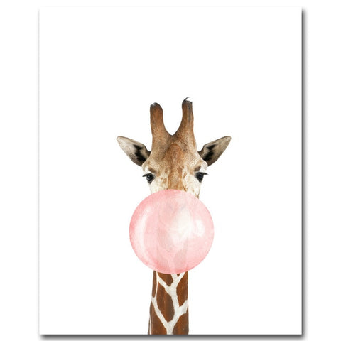Toile Moderne Animaux Chewing-gum Rose