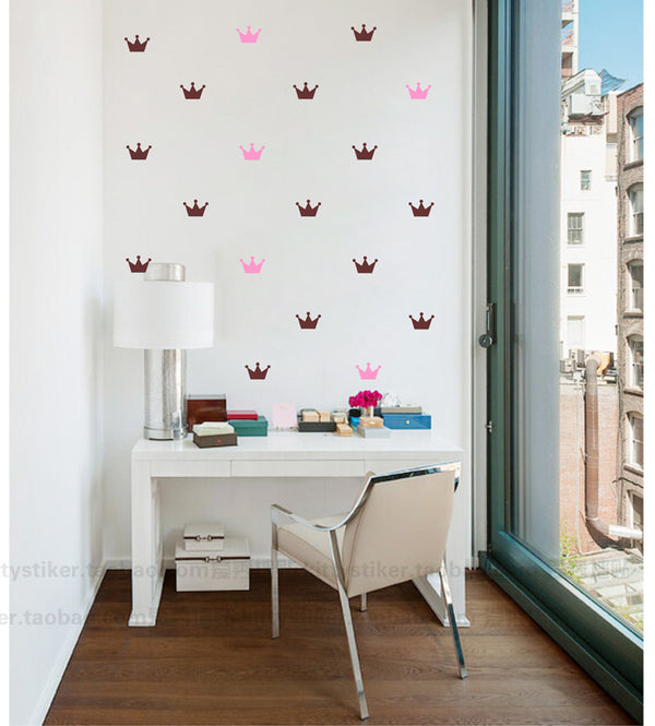 24pcs Crown pattern sticker for kid's bedroom decor,Princess baby nursery wall decal,Mason Jar Girly labels,s1