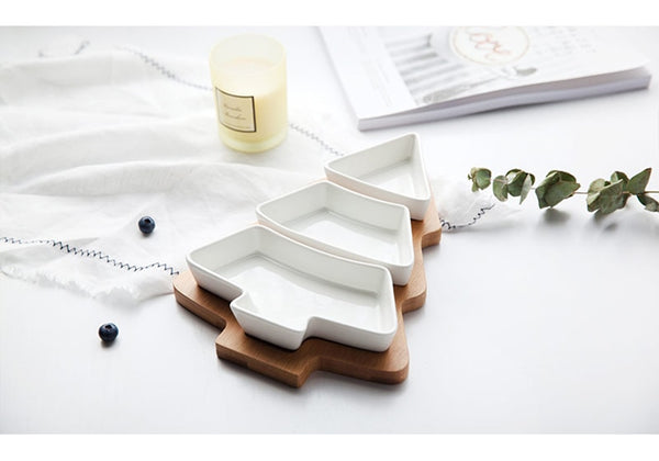 1Pcs Christmas style Plate Salad Cake Fruit Dessert Trays Candy Ceramic Dishes Porcelain Plates Restaurant Tray Tableware set