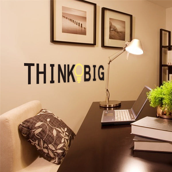 Vinyl Quotes Wall Stickers THINK BIG Removable Decorative Decals for office Decor Wall Sticker Decal Mural Home decoration