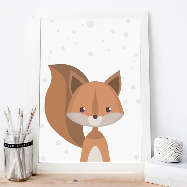 Nordic Art Forest Animal Squirrel Deer Bear Poster Minimalist Canvas Painting Nursery Picture Print Children Room Decoration
