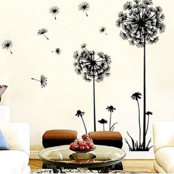 Hot black dandelion sitting room bedroom wall stickers household adornment wall stickers on the wall