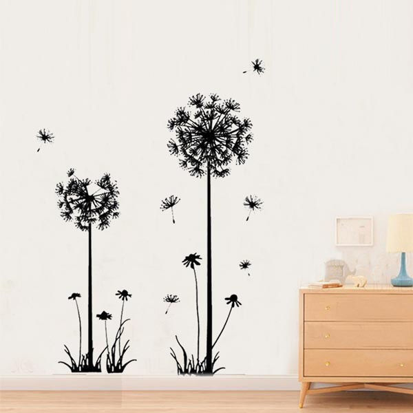 Hot black dandelion sitting room bedroom wall stickers household adornment wall stickers on the wall
