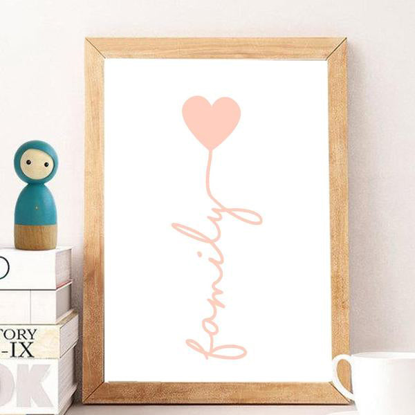Heart Nursery Prints Family Quote Wall Art Canvas Posters Nordic Style Painting Wall Pictures for Living Room Modern Home Decor