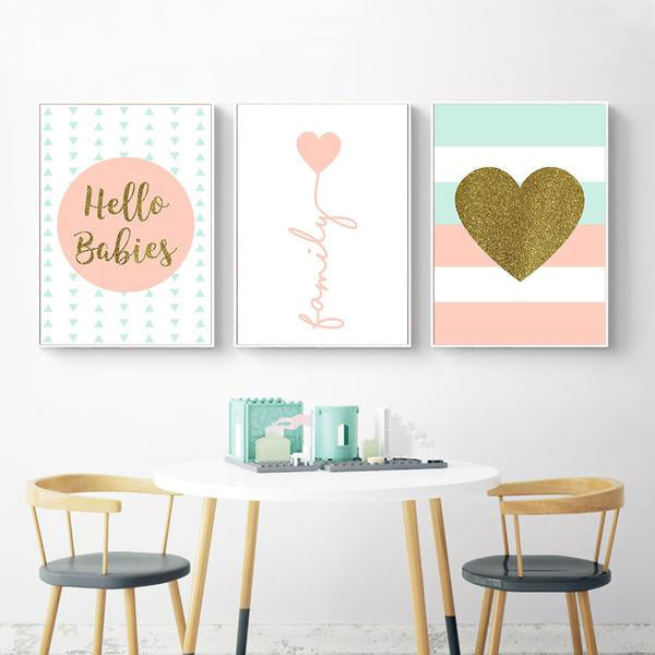 Heart Nursery Prints Family Quote Wall Art Canvas Posters Nordic Style Painting Wall Pictures for Living Room Modern Home Decor