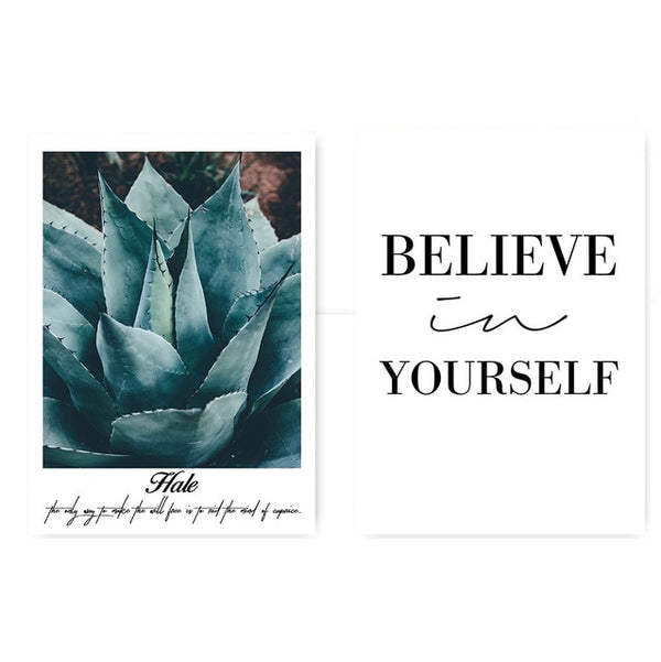 Nordic Style Flower Plant Motivational Poster Quote Wall Art Canvas Print Minimalist Painting Decorative Picture Home Decor