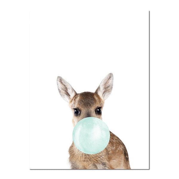 Toile Moderne Animaux Chewing-gum Bleu
