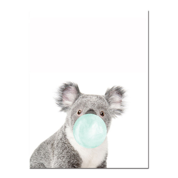 Toile Moderne Animaux Chewing-gum Bleu