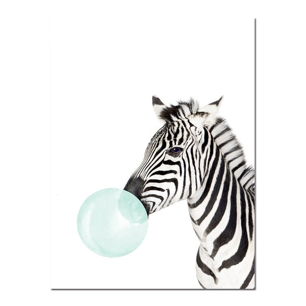 Toile Moderne Animaux Chewing-gum Bleu