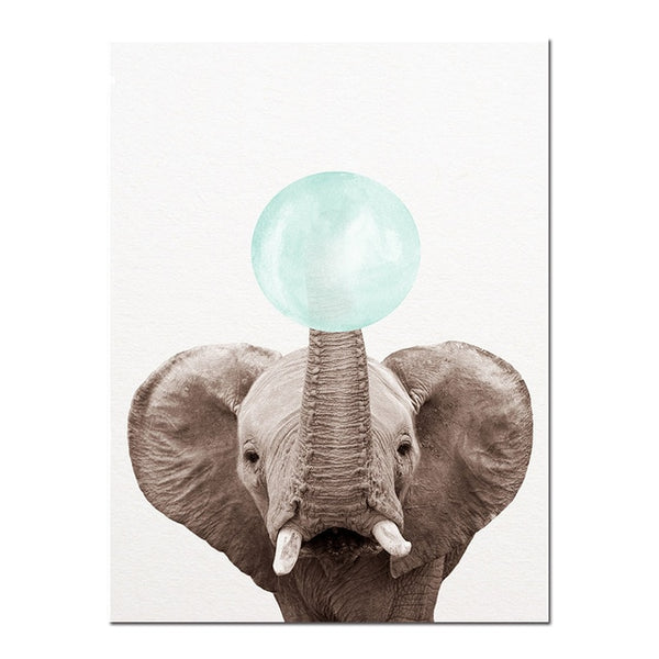 Toile Moderne Animaux Chewing-gum Bleu