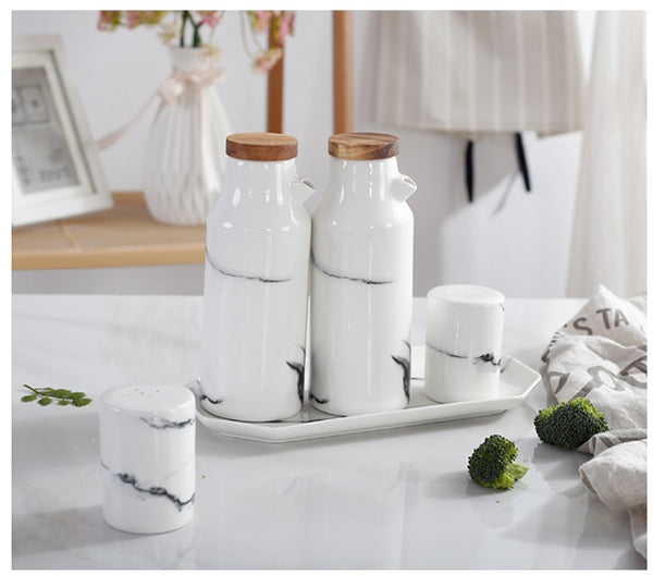 Ceramic Salt And Pepper Oil Bottle Set Porcelain Olive Soy Seasoning Oil Vinegar Bottles wedding favors Kitchen Cooking Tools