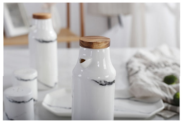 Ceramic Salt And Pepper Oil Bottle Set Porcelain Olive Soy Seasoning Oil Vinegar Bottles wedding favors Kitchen Cooking Tools