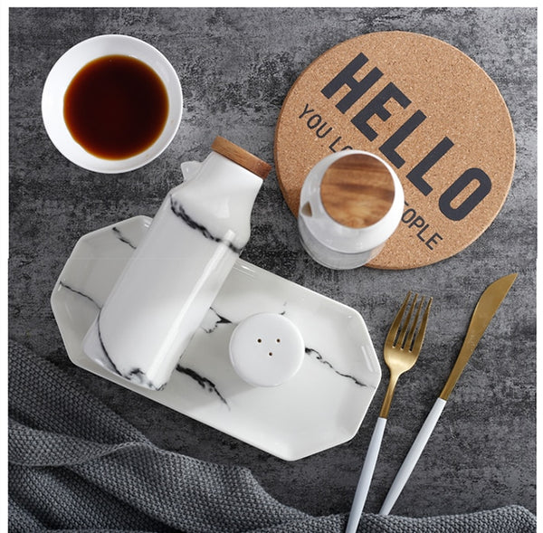 Ceramic Salt And Pepper Oil Bottle Set Porcelain Olive Soy Seasoning Oil Vinegar Bottles wedding favors Kitchen Cooking Tools
