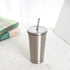 498ml 17oz Fashion Portable Coffee Mug With lid Straw Double Wall Stainless Steel Vacuum flask Travel Tea milk mugs thermos cup