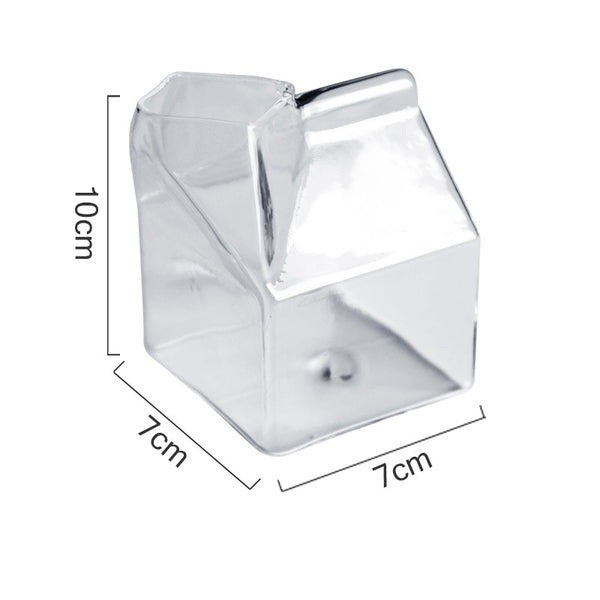 Creative Mini Milk Carton Creamer Cup 250ml Funny Heat Resistant Glass Milk Jug Concise Coffee Tea Juice Morning Cup